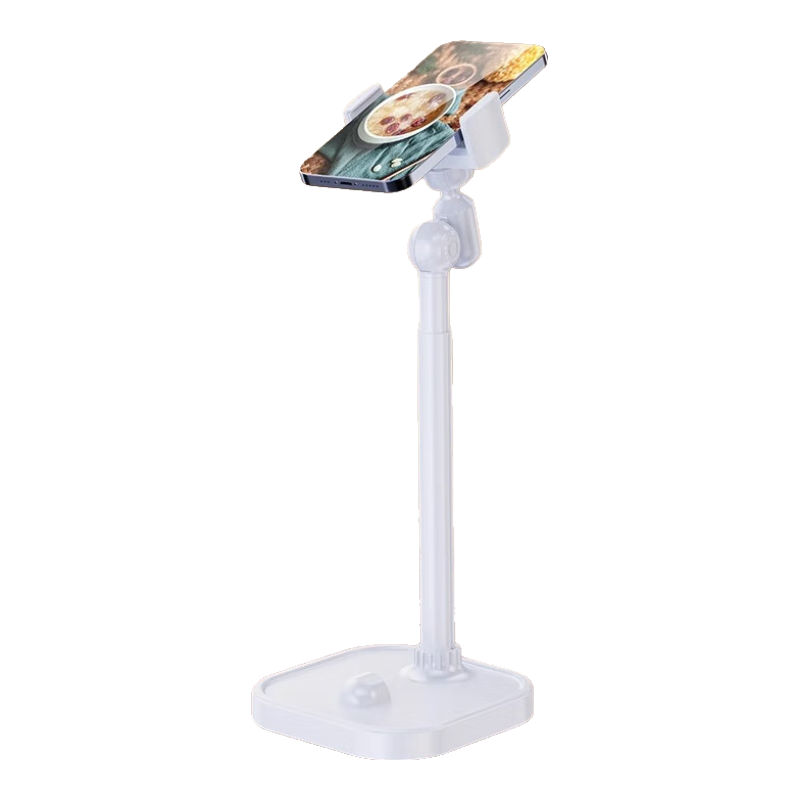 領(lǐng)臣手機支架桌面自拍直播可升降俯拍ipad平板通用懶人追劇拍視頻神器可旋轉多功能手機款 月光白