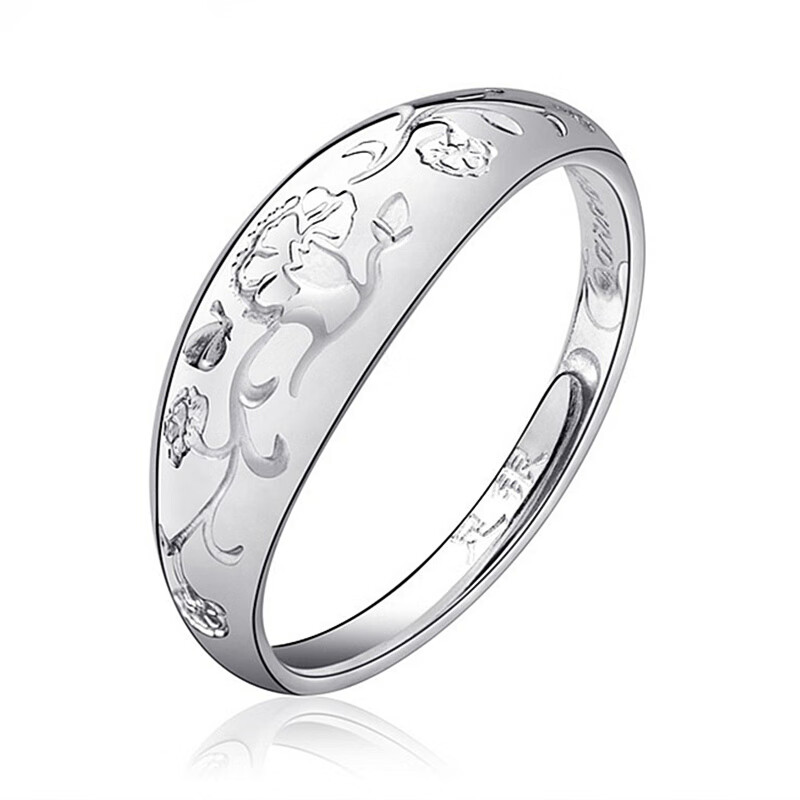 snqp老人银戒指女999银开口简约中老年人对戒送妈妈母节礼物实用 康