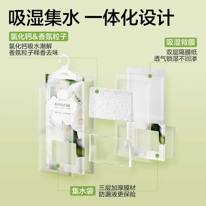网易严选 衣柜可挂式及抽屉除湿袋 室内净化除味袋装干燥剂除湿剂衣柜防潮 白桃200g*8袋