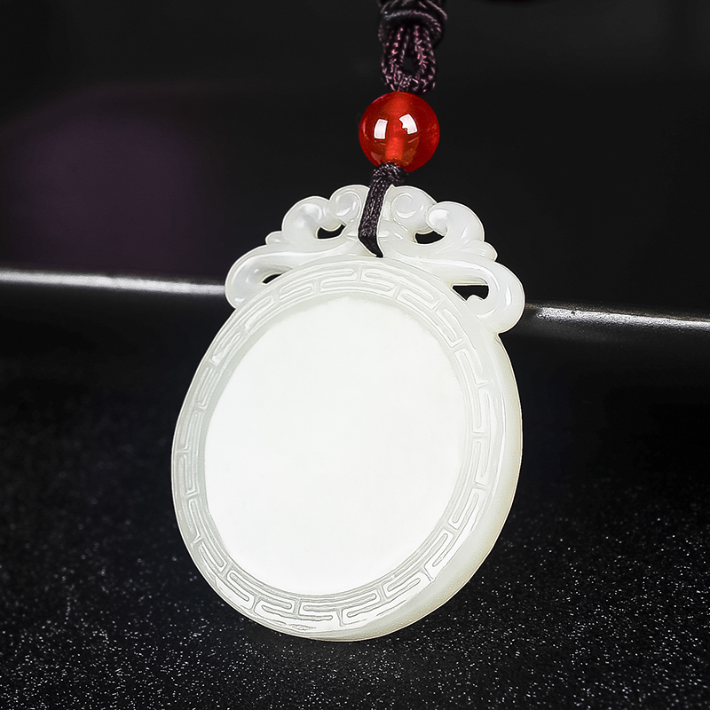 湦水饰阁     新疆和田玉料平安无事牌玉石吊坠男女款仿古祥云玉坠