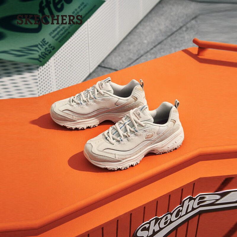 斯凯奇（Skechers）摩卡熊1代丨莫兰迪浅色运动鞋女鞋休闲老爹鞋子百搭熊猫鞋 自然色/NAT 38