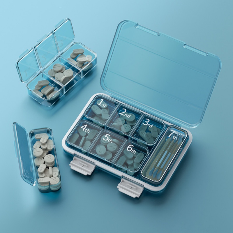 半笙 药盒 一周便携分装方便随身携带密封防潮大容量7天小药盒子 7格