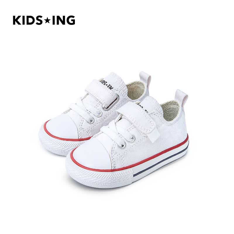 kids.ing儿童帆布鞋男女童休闲板鞋经典百搭帆布鞋魔术贴软底防滑宝宝鞋 白色（透气版） 26码-适合脚长15.4-15.7cm怎么样,好用不?