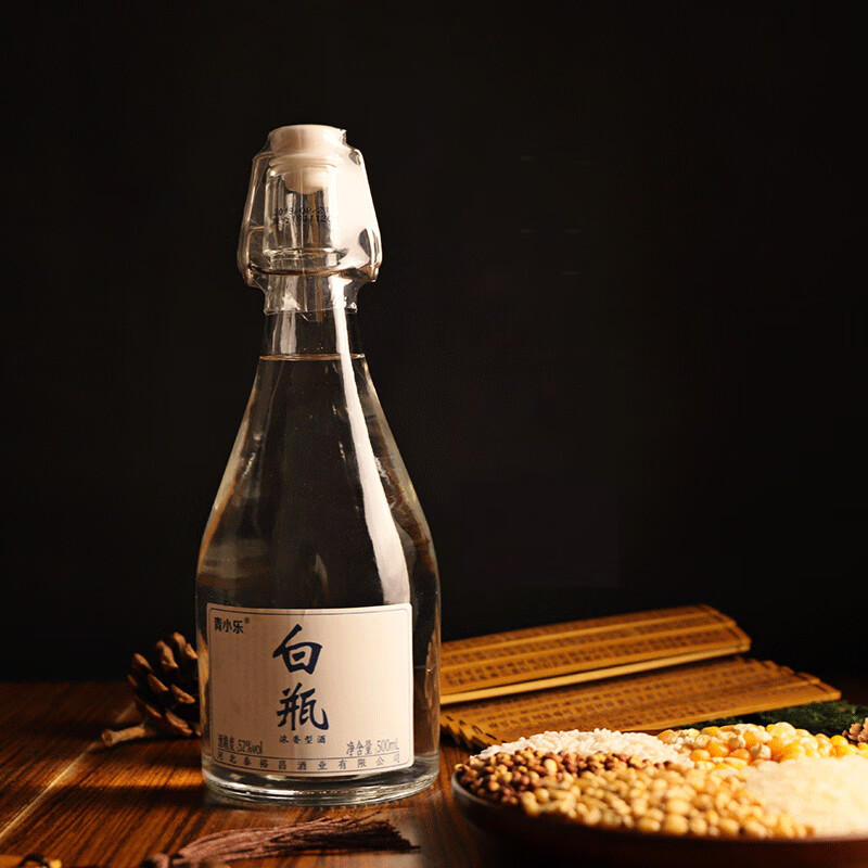 青小乐粮食酒白瓶酒高度浓香型白酒52%vol 500mL 6瓶整箱-京东