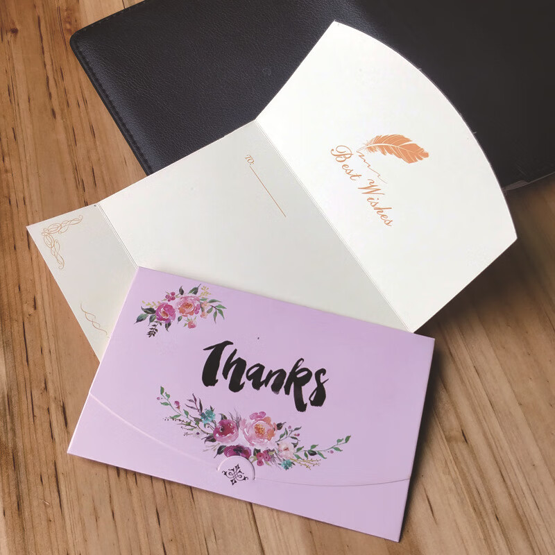 学生感恩友情卡片烘培女神节贺卡38节留言卡 谢谢thanks(玫瑰粉)10张