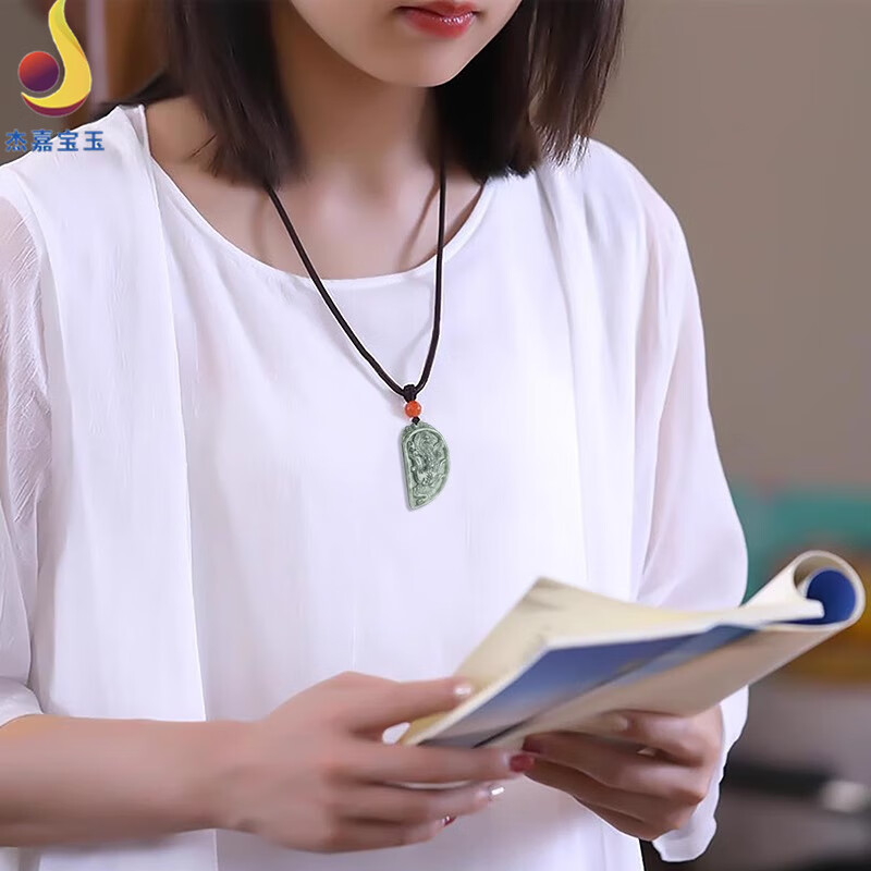 杰嘉宝玉原创【天生一对】a货翡翠玉龙凤牌一对吊坠情侣挂件玉坠项链礼物