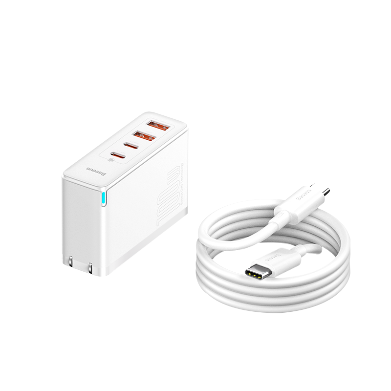 BASEUS 倍思 CCGAN100UE 氮化镓充电器 双Type-C/ 双USB-A 100W 白色
