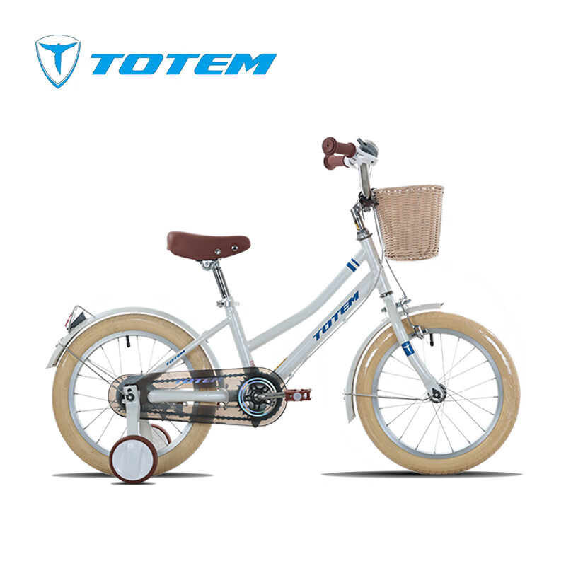 图腾(totem)夏沫高碳钢圈刹16寸儿童变速辅助自行车 白色 单速
