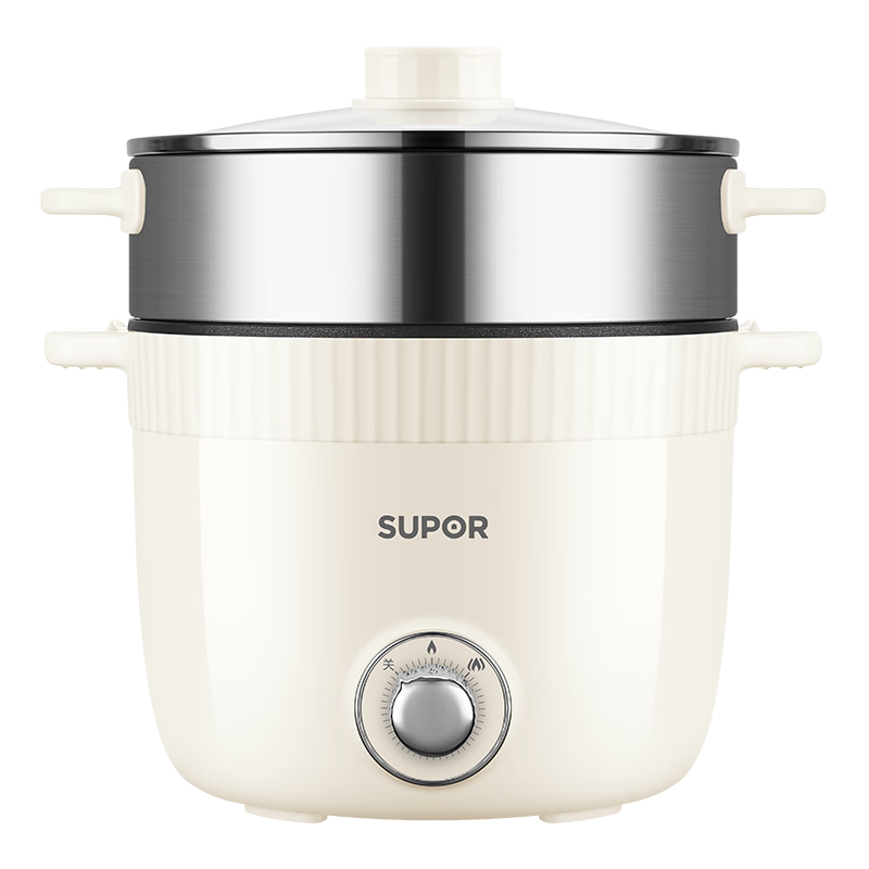 蘇泊爾（SUPOR）電煮鍋 電蒸鍋 多功能泡面宿舍小火鍋 2.5L帶蒸屜電燉鍋 蒸煮一體電熱鍋H25YK680A
