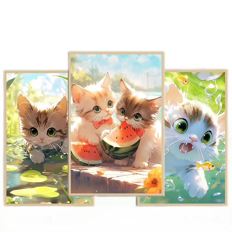 桃李世家國(guó)風(fēng)治愈系可愛(ài)貓咪拼圖帶相框高顏值成人兒童智益禮物玩具 游泳貓咪-禮盒裝-H1309 1000片木質(zhì)拼圖(打散)
