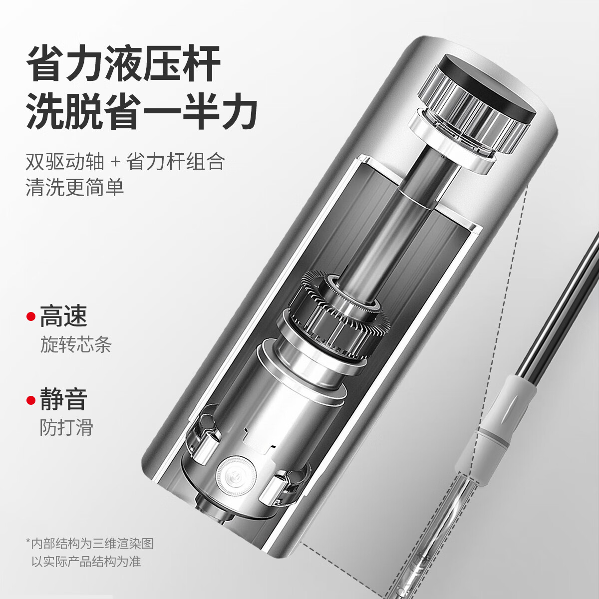 好媳妇【终身配头】旋转拖把家用墩布一拖净免手洗2025带桶套装干湿两用 全新升级淡雅灰+不锈钢脱水篮 4个拖把头