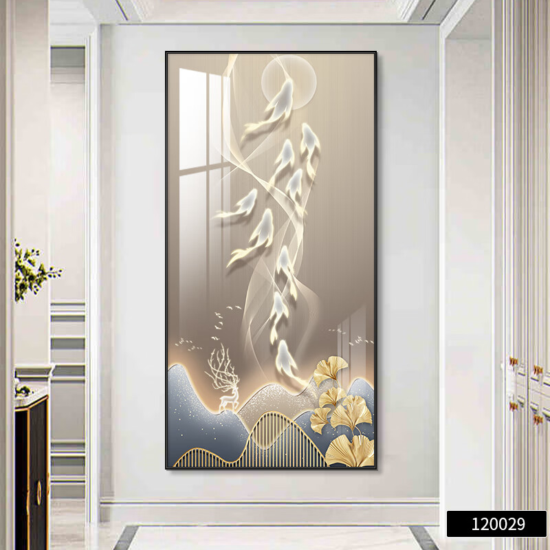 木卫九鱼聚财 玄关装饰画现代轻奢挂画入户客厅走廊过