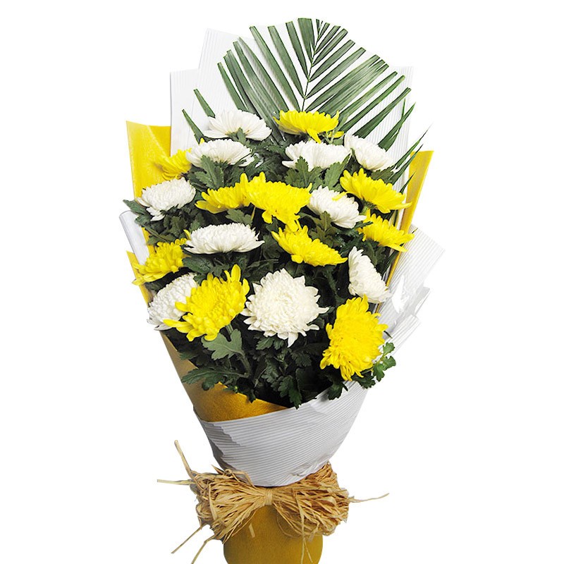 爱花居 鲜花速递菊花花束花篮祭奠花扫墓用花祭祀丧礼花篮全国同城