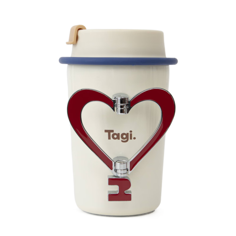 Tagi.《讓人開心》無縫內(nèi)膽金屬手柄316L不銹鋼雙層保溫保冷咖啡杯七夕 海鹽櫻桃