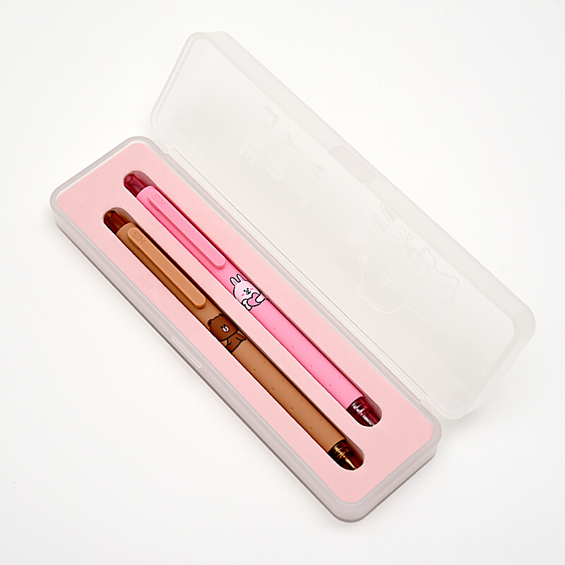 包邮 kaco中性笔文具盒套装line friends黑学生办公文创 布朗熊和可妮