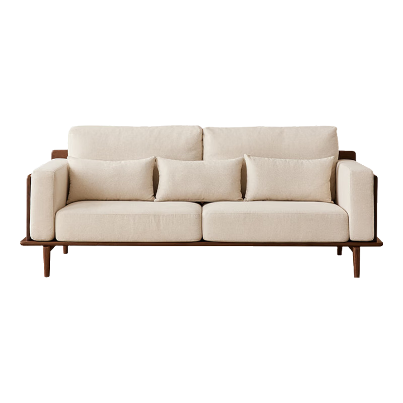 紐菲樂實(shí)木沙發(fā)北歐現(xiàn)代小戶型客廳北美黑胡桃木四人沙發(fā)布藝2.8米直排 黑胡桃木布藝四人沙發(fā)2.8米