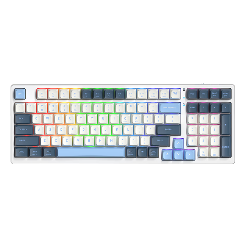 雙飛燕（A4TECH）FWS300R 99鍵有線/無(wú)線/藍(lán)牙三?？椭苹瘷C(jī)械鍵盤 全鍵熱插拔辦公電競(jìng)電腦吃雞游戲 飛飛滑雪