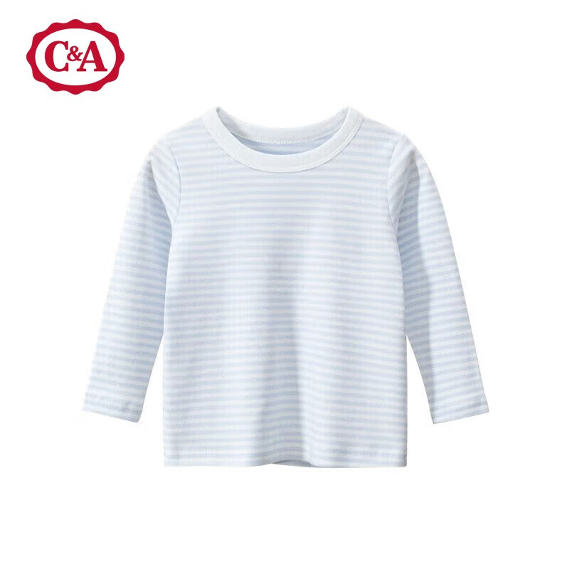 C＆A童装长袖T恤秋装2023新款男童打底衫秋潮牌女小童秋款长袖T恤 浅蓝条纹 120高性价比高么？
