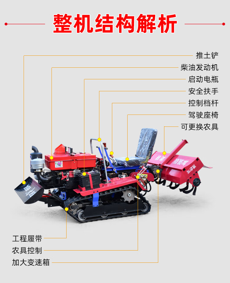 多功能乘坐式履带拖拉机农用大棚开沟除草旋耕微耕机 25马力小箱体