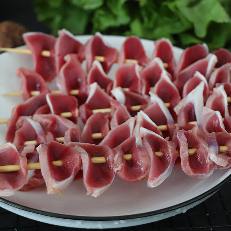 鸭胗大串户外烧烤铁板烤串食材鸭肫原味鸭肾串烤串商用油炸半成品