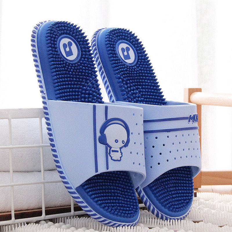 脚底按摩拖鞋男保健穴位夏女家用室内洗澡浴室凉托舒适软底 天蓝色 41