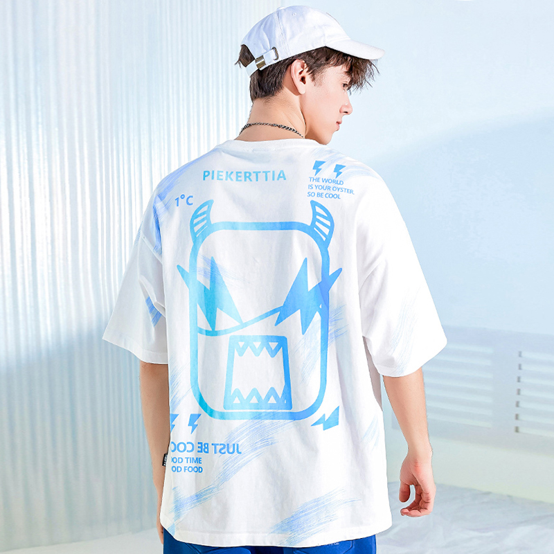 天龙致尊denon supreme短袖t恤男女潮牌小怪兽涂鸦oversize宽松大码