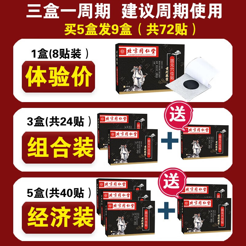 北京同仁堂前列腺膏药贴慢性前列腺炎增生肥大尿频尿急尿痛排尿不畅尿不尽男小便次数多穴位热敷贴 1盒装【8贴】