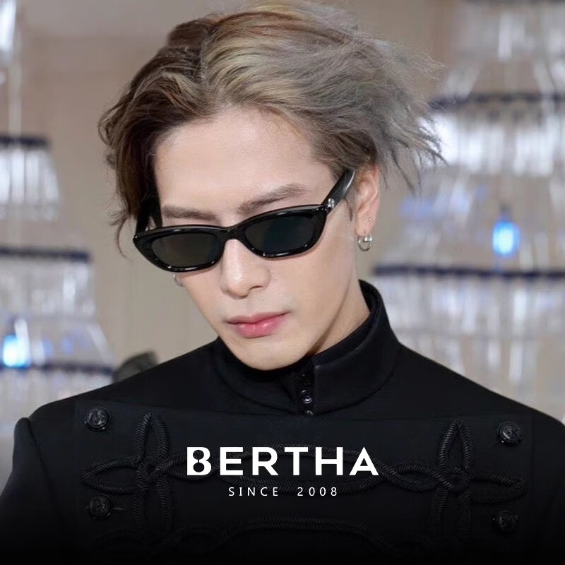 贝尔莎（bertha）墨镜男防晒GM猫眼女太阳镜高级感新款防紫外线近视墨镜 A款 黑框 黑灰镜片