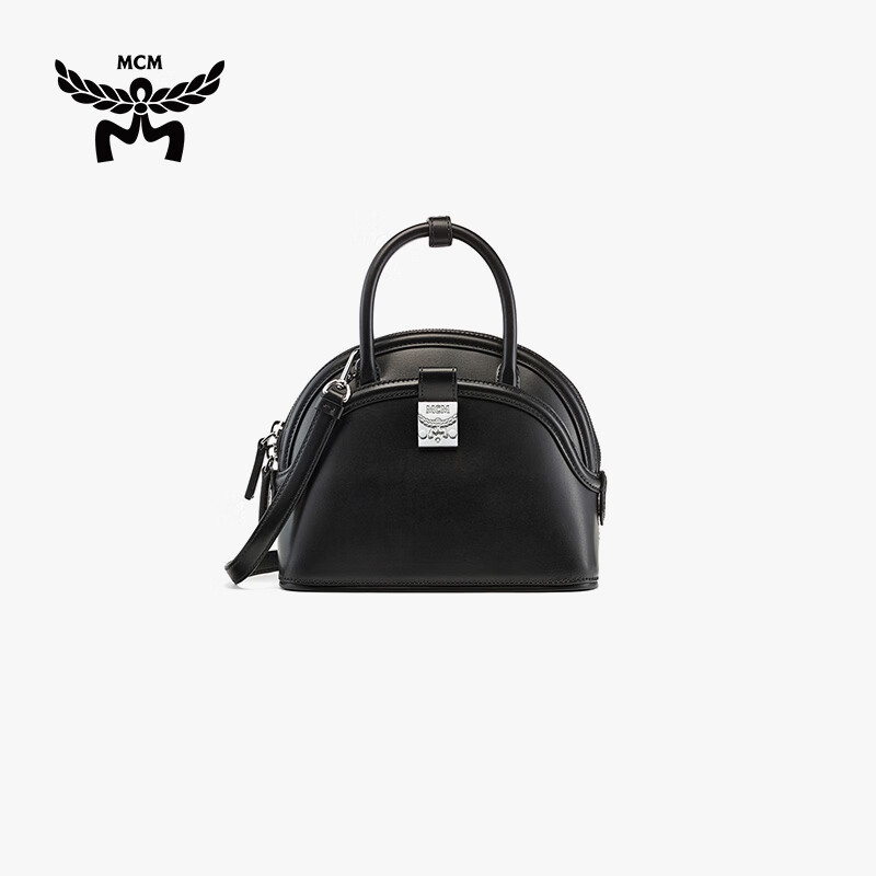 mcm奥莱 tray 小号手提包斜挎包贝壳包女包 黑色 mwtbsnn04bk