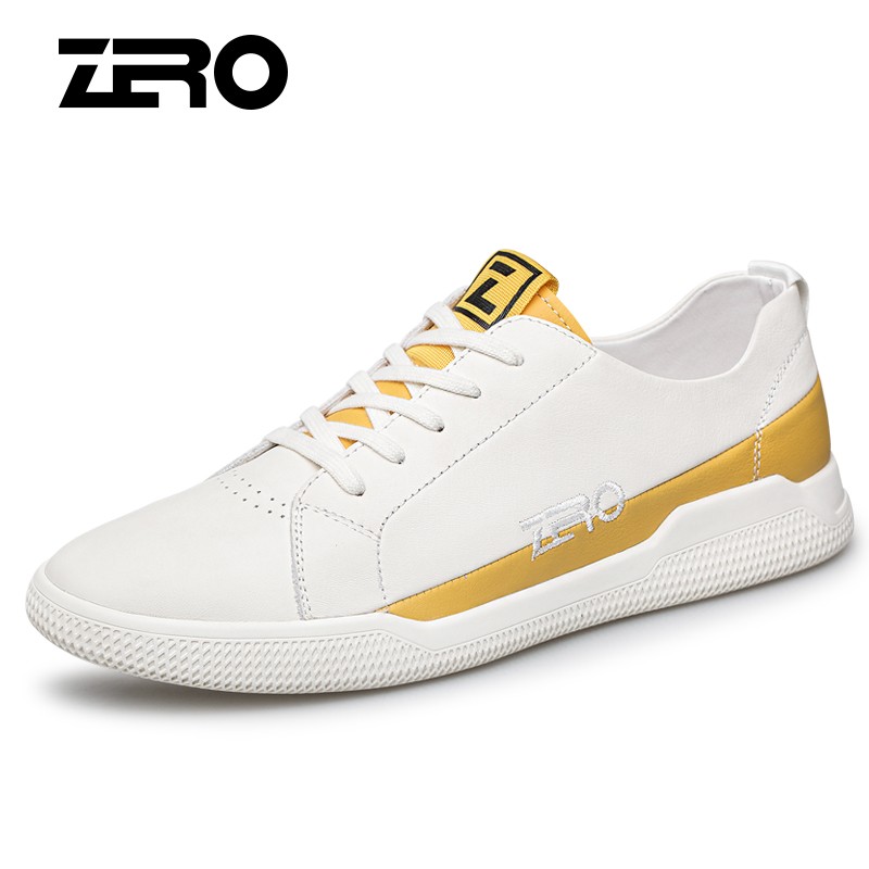 运动鞋板鞋潮流时尚百搭休闲鞋男士休闲皮鞋子男 白黄 38码【皮鞋尺码