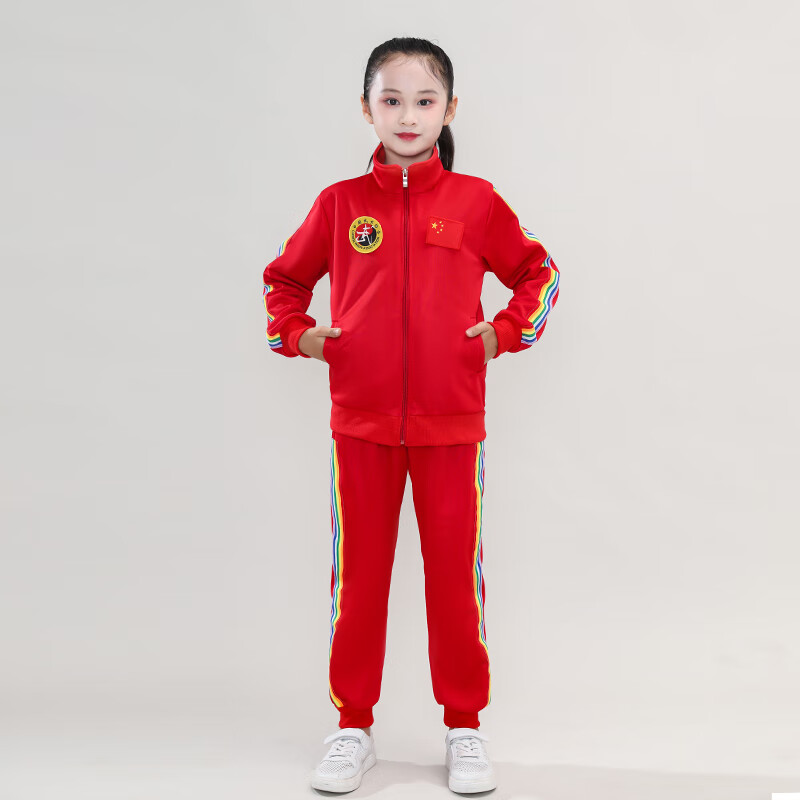 服散打服武术练功服青少年校武馆训练服装秋冬长袖散打彩 红色套装