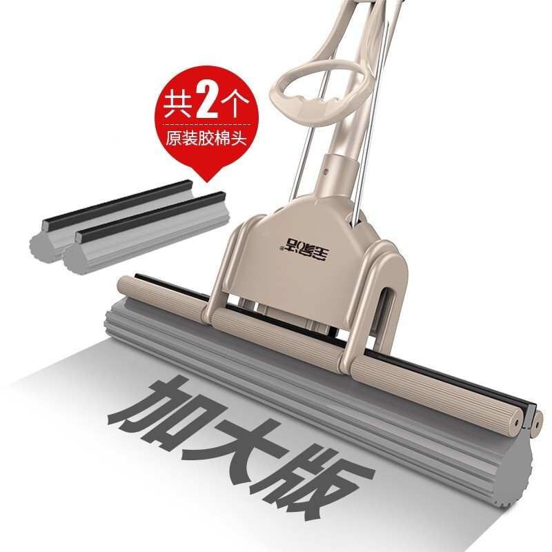 宝家洁(baojiajie)终身原装拖头胶棉拖把挤水海绵家用一拖净吸水拖布