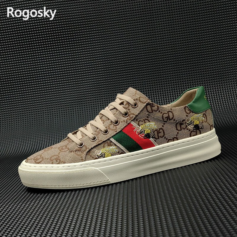 rogosky香港潮牌蜜蜂刺绣休闲布鞋男款春夏一脚蹬板鞋免系带懒人轻便