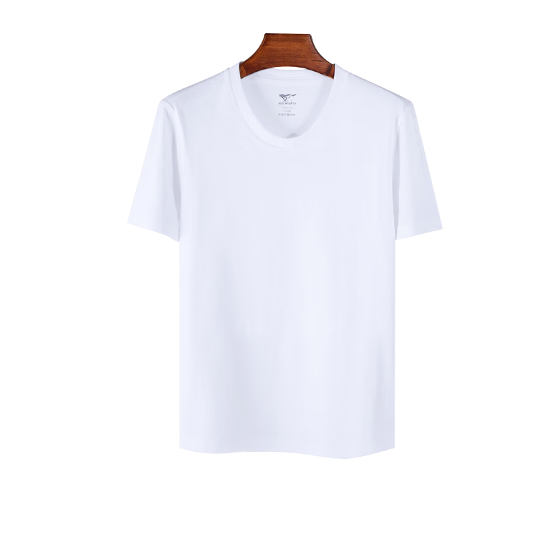 七匹狼短袖t恤男夏季薄款纯棉打底衫舒适透气全棉运动汗衫 白色-鸡心领 XL-175