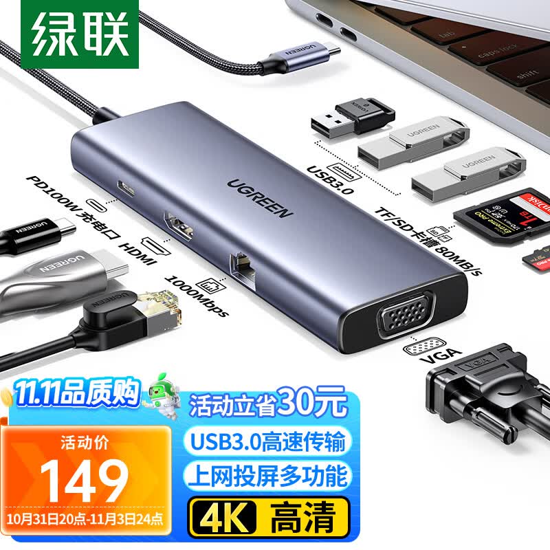 绿联Type-C扩展坞USB-C读卡器雷电4拓展坞分线器HDMI转换网线转接头HUB通用苹果15MacBook华为笔记本电脑ipad怎么看?