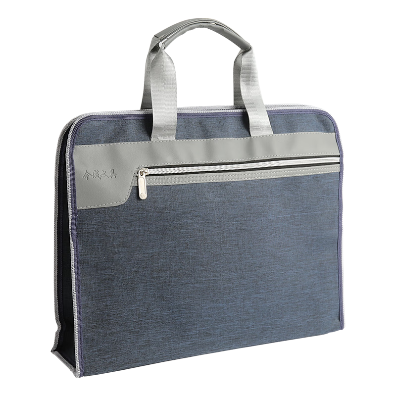 优学库 皮革蚂蚁布拼接全内衬电脑包15英寸手提苹果笔记本单肩斜挎包商务公文包 加大加宽 蓝色UO-928