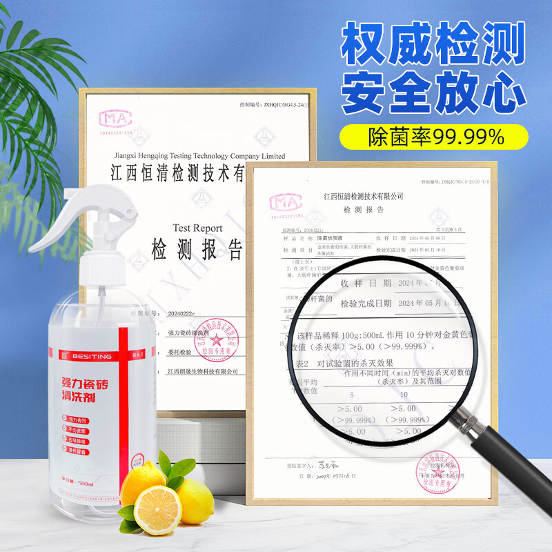 碧丝汀强力瓷砖清洁剂瓷砖除菌除垢 草酸配方去污垢杀菌 1瓶装+1泵头【贵在运费】 500ml
