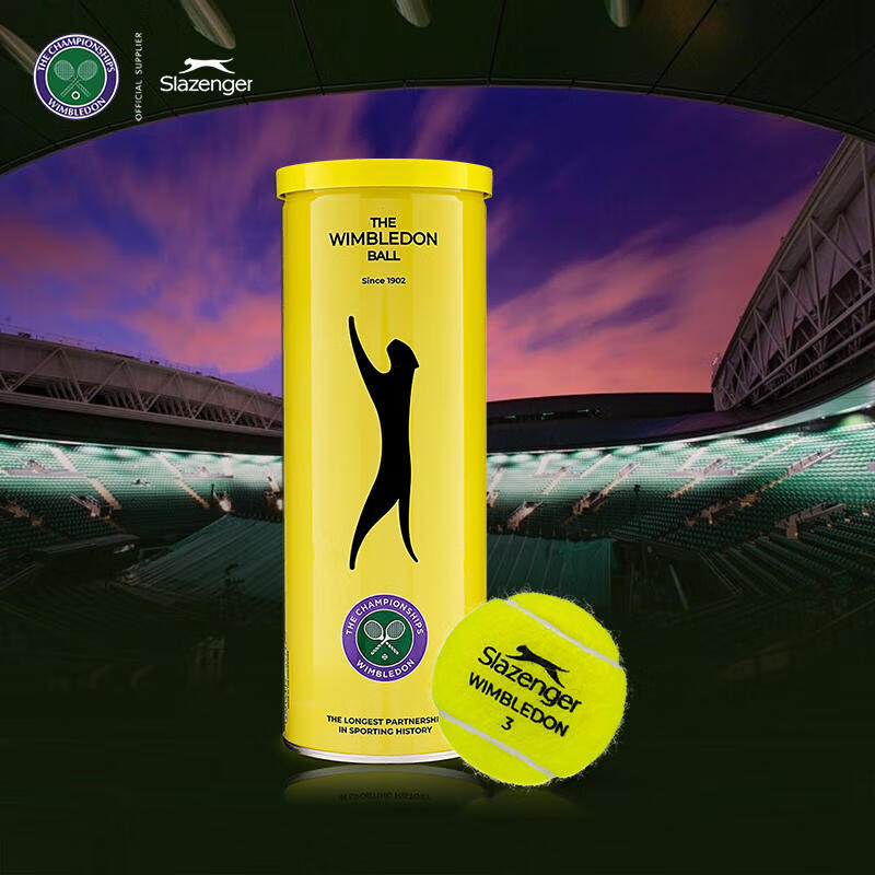 史莱辛格（Slazenger）比赛网球紫铁罐装温布尔顿专业比赛用球筒装训练球3粒4粒豹子球 史莱辛格铁罐3粒装6筒