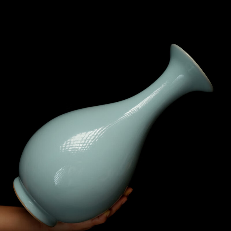 汝誉天下[新年礼物]汝窑花瓶玉壶春瓶梅瓶葫芦瓶汝州汝瓷天青色冰裂摆件 玉壶春瓶