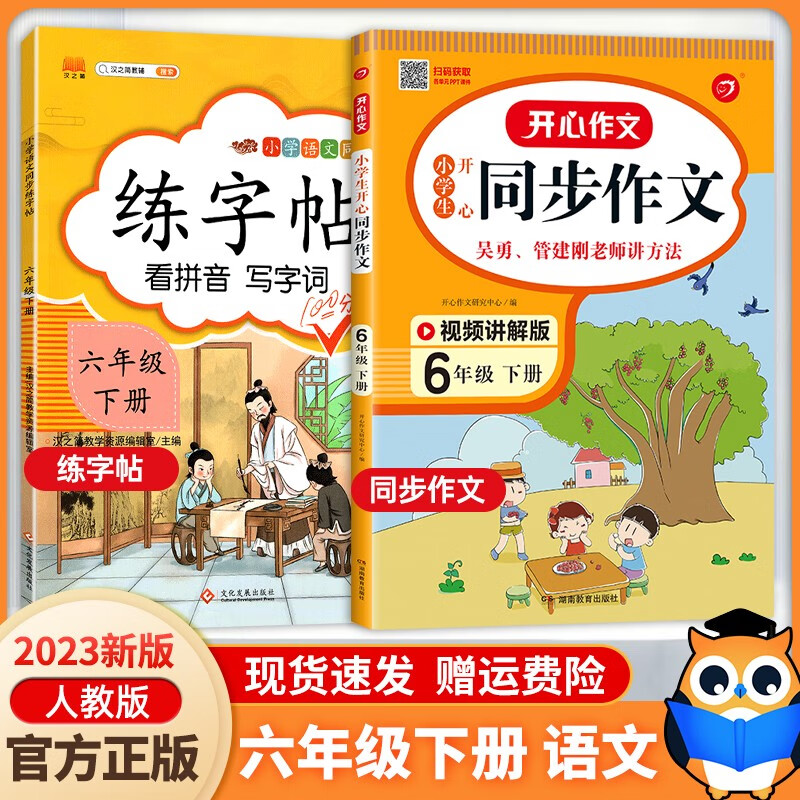2023新版同步作文+字帖六年级下册语文部编人教版课本同步训练小学六年级下册练字帖同步作文