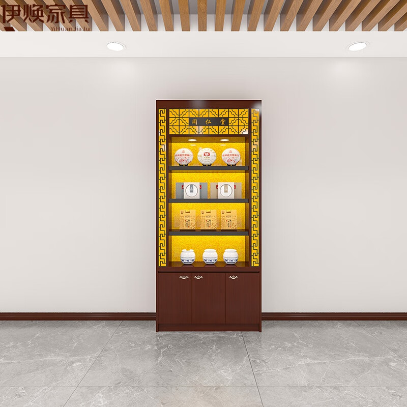 诗亭阁中药柜参茸柜虫草燕窝展示柜中药材品滋补品展柜移动玻璃柜中岛