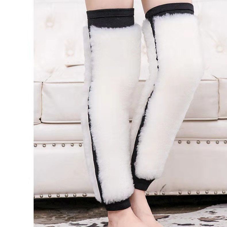 戬珏加厚三面毛皮毛一体加长整圈羊毛护膝护腿防寒保暖老寒腿sn3434