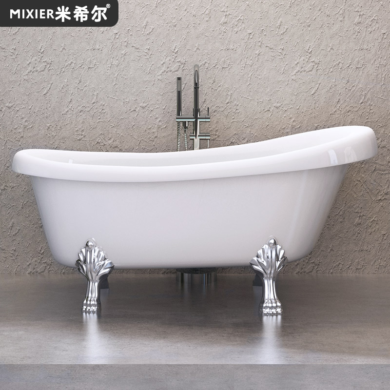 米希尔贵妃浴缸家用成人小户型亚克力独立欧式浴缸复古浴池 1.4\1.5\1.6\1.7米 全白色亚克力 1.7M