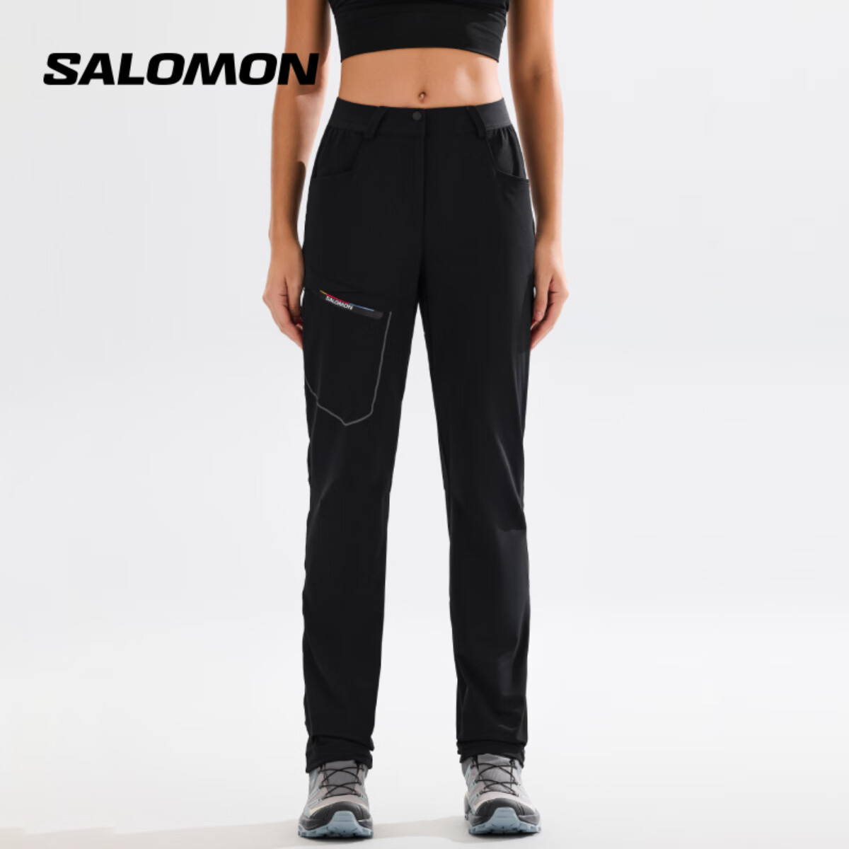 萨洛蒙（Salomon）女款 户外运动舒适透气休闲徒步长裤 RACE FLAG WAYFARER WARM 深黑色 C25478 S