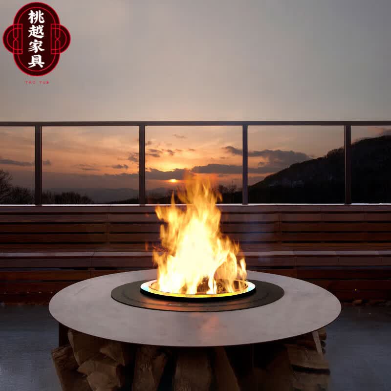 桃越雾化壁炉3d圆形雾化壁炉仿真火焰电子火炉家用茶几嵌入式定制庭院