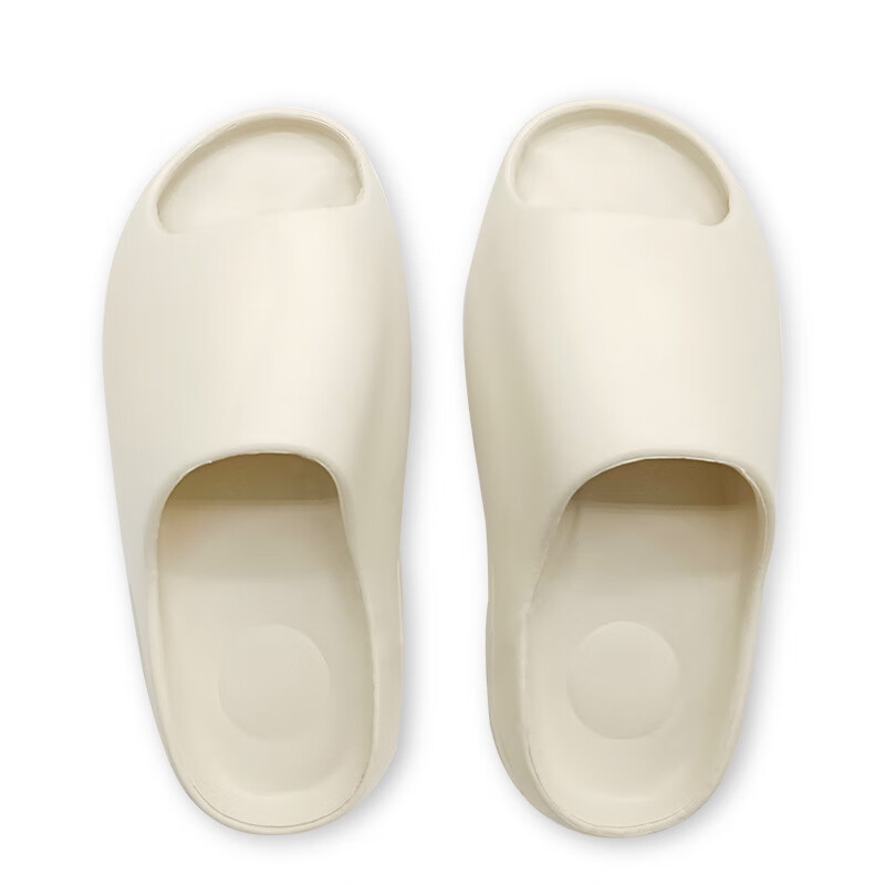 二代椰子拖鞋女 夏季新款厚底外穿凉鞋情侣防滑网红锯齿拖鞋 米白色