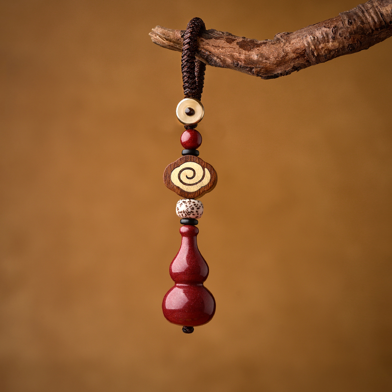 宫艳 手编金刚结朱砂葫芦挂件车钥匙扣本命年福禄送老婆实用新年礼物