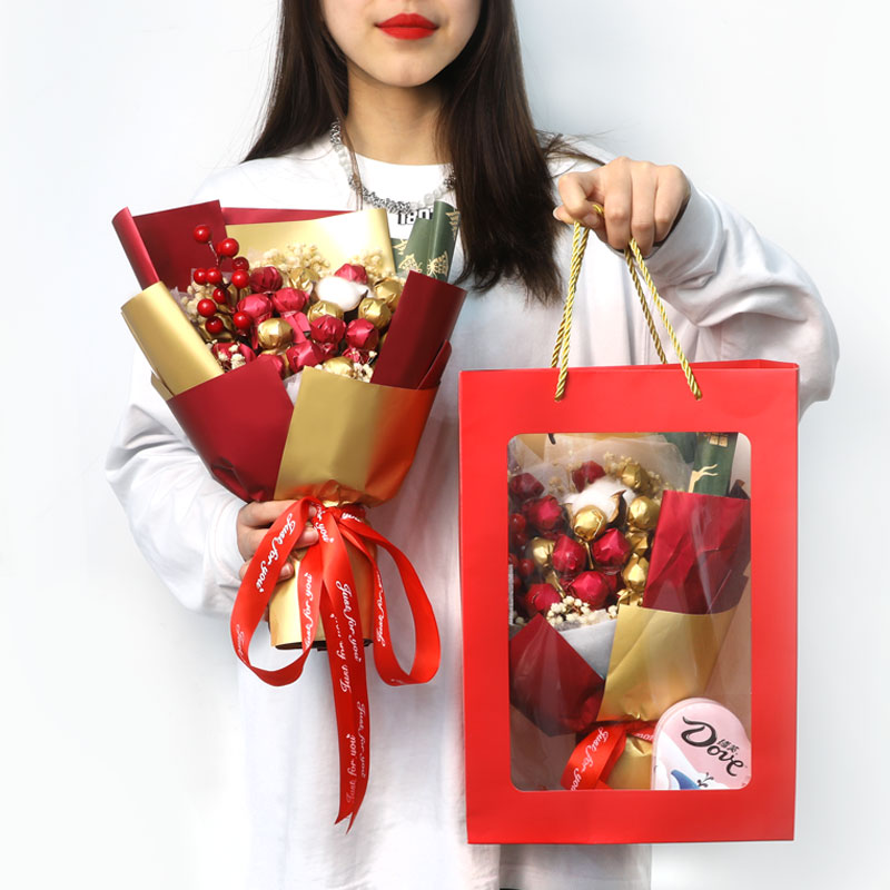 节送女友糖果真知棒棒糖果花束德芙心形礼盒真知棒棒棒糖果红色花束