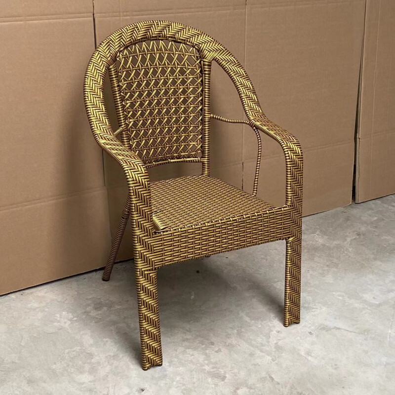 朵貌德国品质加大加固款带扶手椅子靠背椅藤编椅子室外椅子午休PE手工 黑棕色- 2把加大加固藤椅