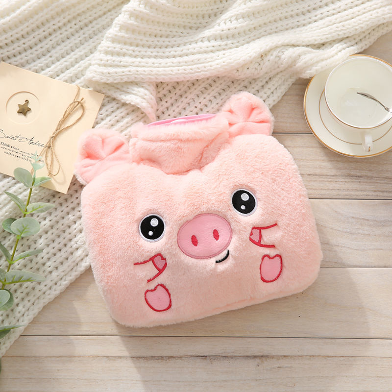 热水袋注水灌水暖水袋迷你女随身便携学生可爱暖手热敷暖肚子 热水袋卡通毛绒+粉色小猪